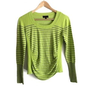 Takeout Long Sleeve Stripped Yellow-Green Top